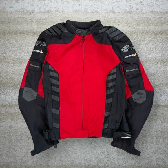 Vintage 90s Joe Rocket Motorcycle Jacket Mens L Red Black Full Zip with Padding